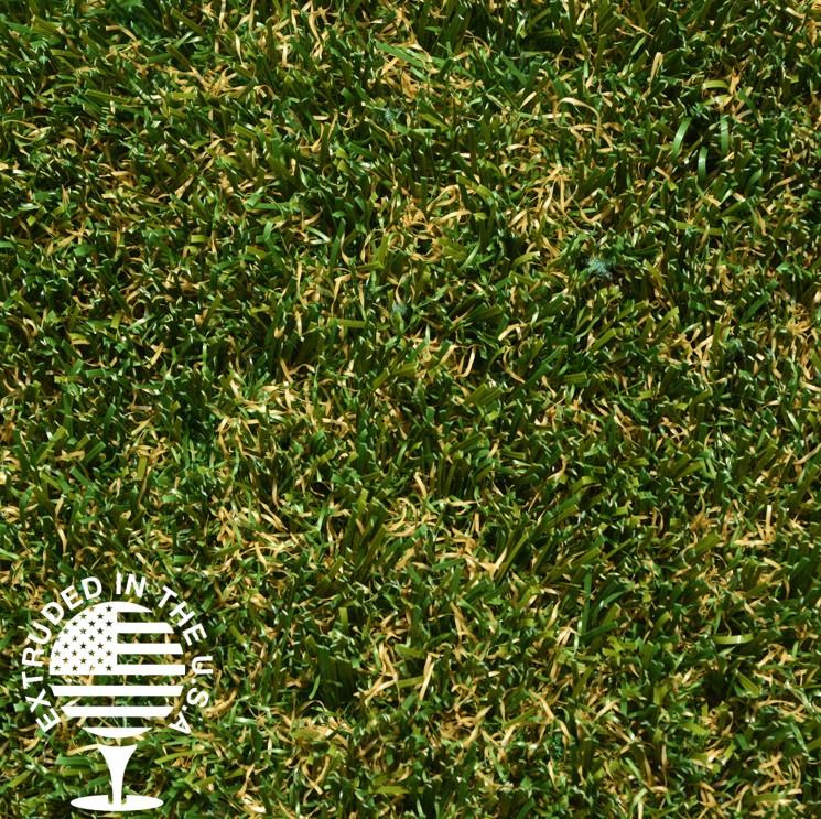 Close up image of artificial grass that is green with some brown strands. Close up image of artificial grass that is green with some brown strands.